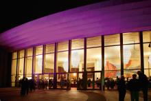 CCA Exterior purple lighting